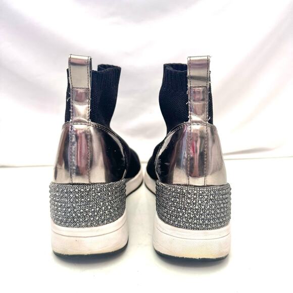 Michael Kors Black & Silver Women's Skyler Sneaker Bootie Size 8.5 - Picture 5 of 7